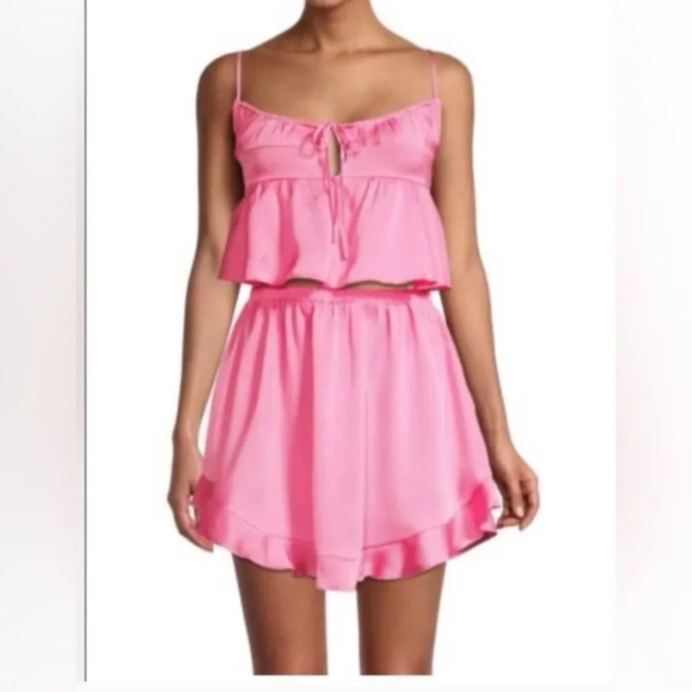 NEW Free People Intimately Carnation Pink Barbie Slip Pajamas Set Size Large